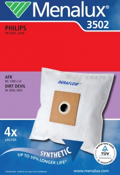 4 Staubsaugerbeutel Menalux für Alaska 3502 Duraflow Synthetik