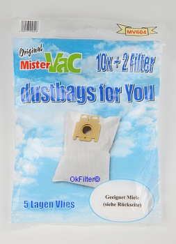 10 Staubsaugerbeutel geeignet für Miele - Mistervac MV604
