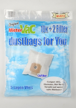10 Staubsaugerbeutel geeignet für Amica,Mistervac MV613