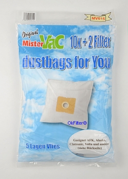 10 Staubsaugerbeutel geeignet für Hanseatic, Mistervac MV615