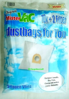 Staubsaugerbeutel geeignet für HORIZON - Menalux 6100 - Swirl X28 - Mistervac MV669