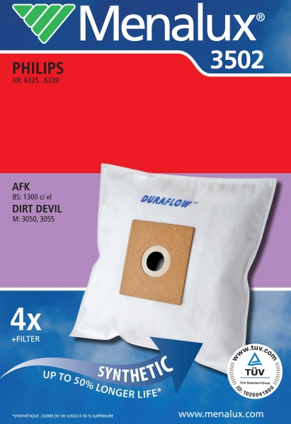 4 Staubsaugerbeutel Menalux für Alaska 3502 Duraflow Synthetik