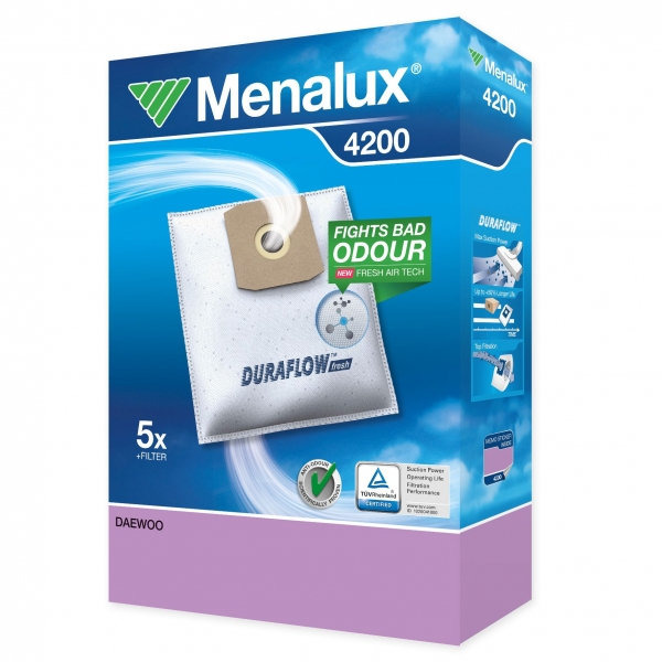 5 Staubsaugerbeutel für Alaska Menalux 4200 Duraflow Synthetik