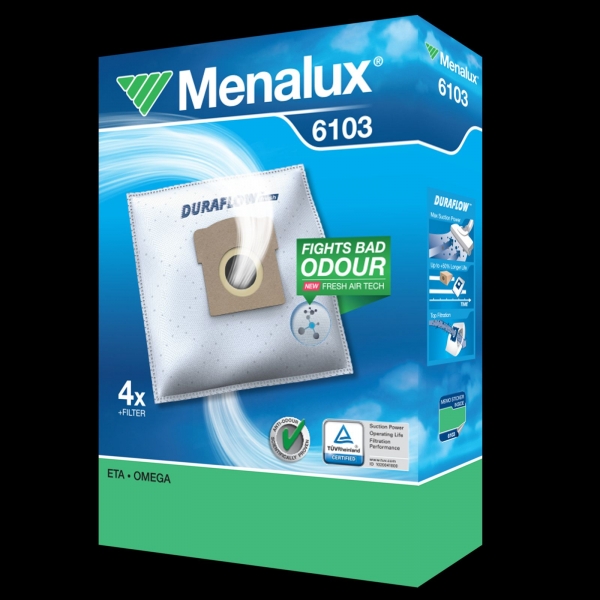 4 Staubsaugerbeutel für Fakir Menalux 6103 Duraflow fresh