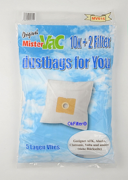 10 Staubsaugerbeutel geeignet für EIO, Mistervac MV615